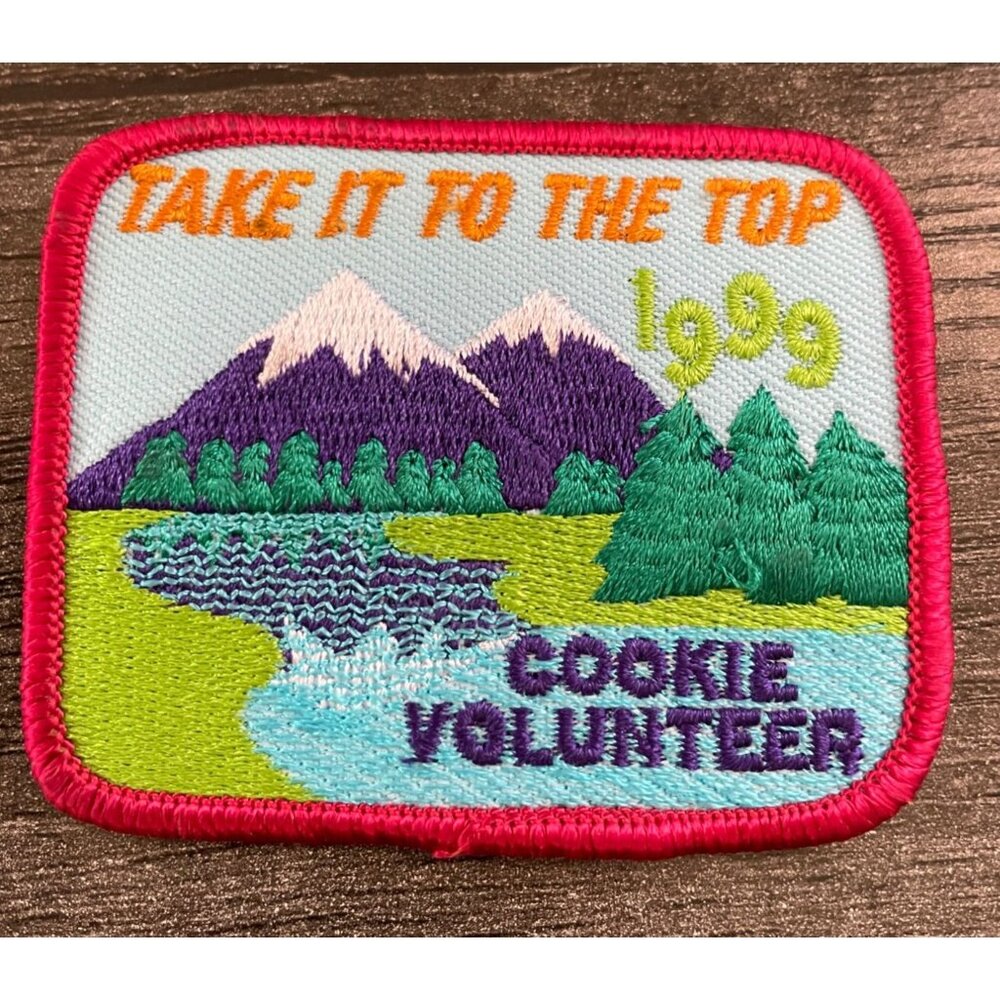 Vintage Girl Scout Cookie Volunteer patch "Take It to the Top" Never Used 1999